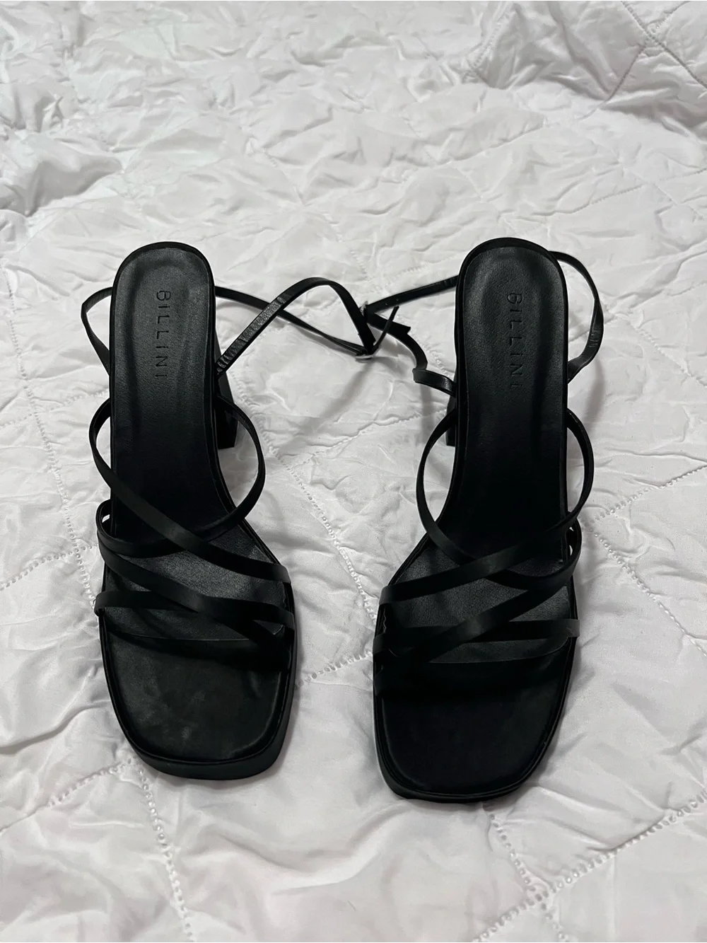 Black Strappy Block Heel Sandals - Women